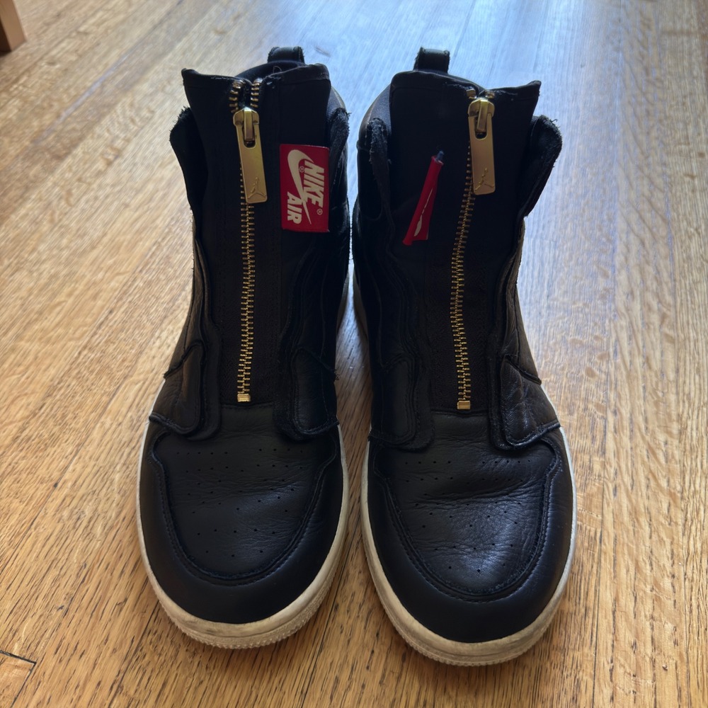 Nike Air Jordan 1 High Zip Black Sail Gold Zipper AQ3742-016 Womens Size 9